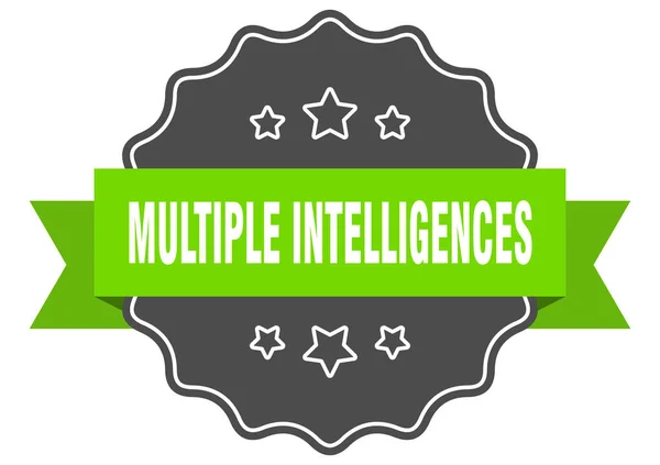 Multiple Intelligences Etikett Mehrere Intelligenzen Isoliert Siegel Retro Aufkleberschild — Stockvektor