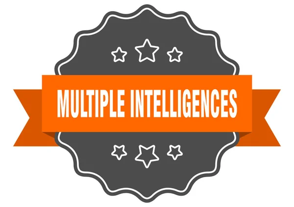 Multiple Intelligences Etikett Mehrere Intelligenzen Isoliert Siegel Retro Aufkleberschild — Stockvektor