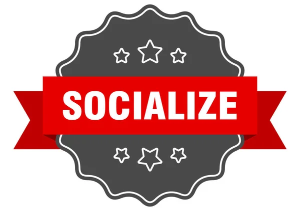 Socializar Rótulo Socialize Selo Isolado Sinal Autocolante Retro — Vetor de Stock