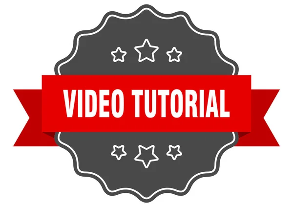 Tutoriel Vidéo Étiquette Tutoriel Vidéo Joint Isolé Autocollant Rétro Signe — Image vectorielle