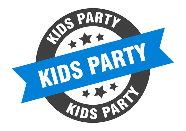 Kids Party Sign Isolated Sticker Ribbon Tag — Stock Vector