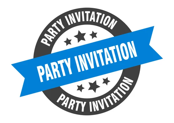 Party Invitation Sign Isolated Sticker Ribbon Tag — Stock Vector