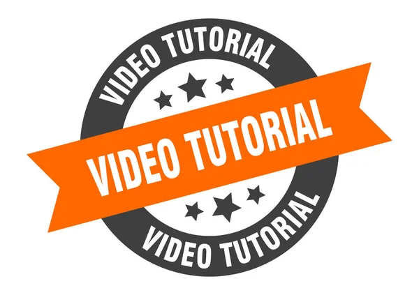 Video Tutorial Signo Pegatina Redonda Aislada Etiqueta Cinta — Vector de stock