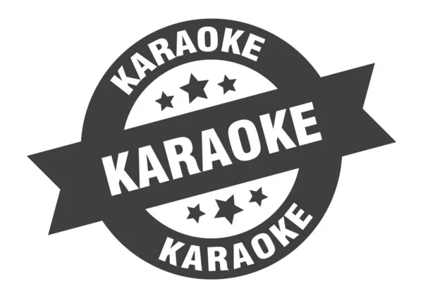 Znak Karaoke Okrągła Odizolowana Naklejka Metka Wstążki — Wektor stockowy