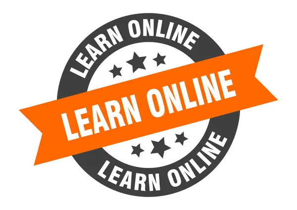 Imparare Segno Online Adesivo Rotondo Isolato Etichetta Del Nastro — Vettoriale Stock