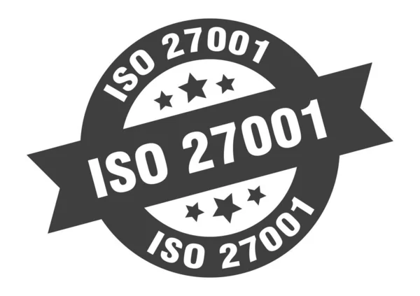 Znamení Iso27001 Kulaté Izolované Samolepky Značka Stuhy — Stockový vektor