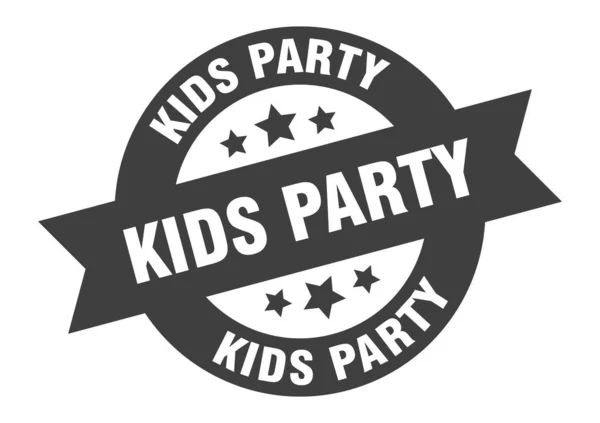 Kids Party Sign Isolated Sticker Ribbon Tag — Stock Vector