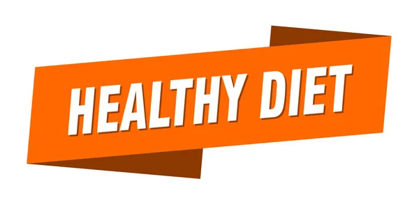 健康饮食横幅模板 缎带标签贴纸 — 图库矢量图片