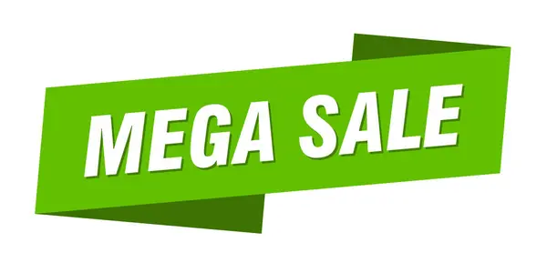 Mega Verkoop Banner Sjabloon Lint Label Sticker Teken — Stockvector