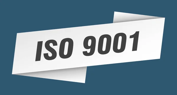 Plantilla Banner Iso 9001 Etiqueta Cinta Adhesiva Signo — Vector de stock