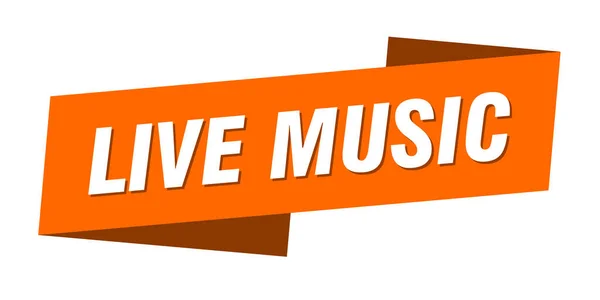 Live Music Banner Template Ribbon Label Sticker Sign — Stock Vector