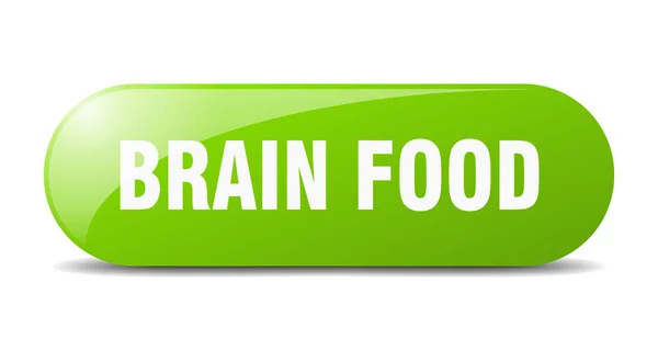 Κουμπί Εγκεφαλικής Τροφής Στρογγυλεμένο Γυάλινο Σημάδι Αυτοκόλλητο Banner — Διανυσματικό Αρχείο