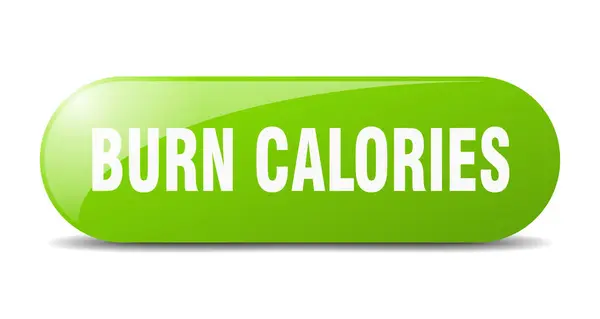 Burn Calories Button Rounded Glass Sign Sticker Banner — Stock Vector