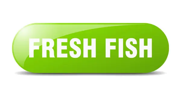 Frischfisch Taste Abgerundetes Glas Aufkleber Banner — Stockvektor