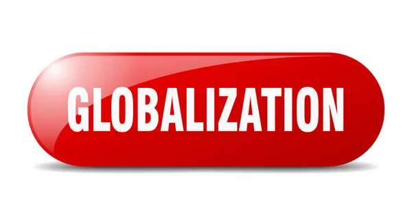 Küreselleşme Düğmesi Yuvarlak Cam Işareti Çıkartma Pankart — Stok Vektör