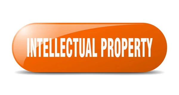 Кнопка Интеллектуальной Собственности Круглый Стеклянный Знак Наклейка Banner — стоковый вектор