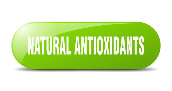 Přírodní Antioxidační Tlačítko Zakulacené Sklo Samolepku Nápis — Stockový vektor