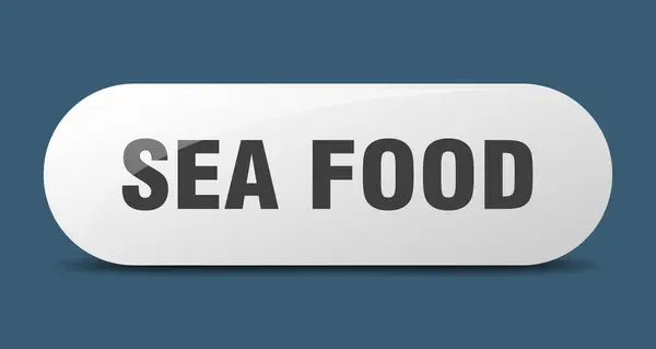 Sea Food Button Rounded Glass Sign Sticker Banner — Stock Vector