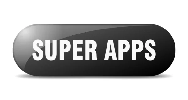 Super Apps Button Rounded Glass Sign Sticker Banner — Stock Vector