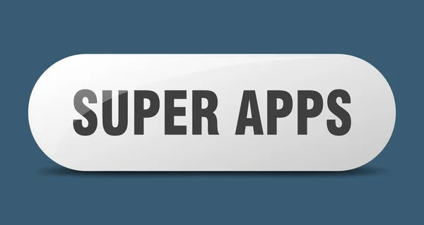 Super Apps Button Rounded Glass Sign Sticker Banner — Stock Vector