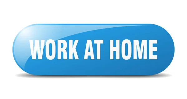 Εργασία Στο Σπίτι Κουμπί Στρογγυλεμένο Γυάλινο Σημάδι Αυτοκόλλητο Banner — Διανυσματικό Αρχείο