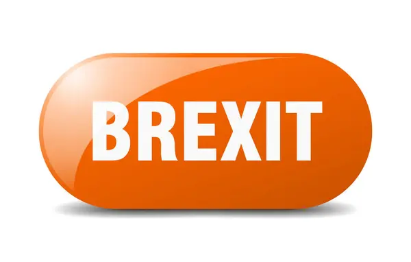 Pulsante Brexit Segno Vetro Arrotondato Adesivo Banner — Vettoriale Stock