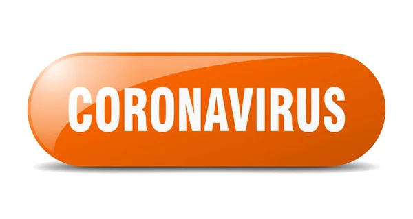 Pulsante Coronavirus Segno Vetro Arrotondato Adesivo Banner — Vettoriale Stock