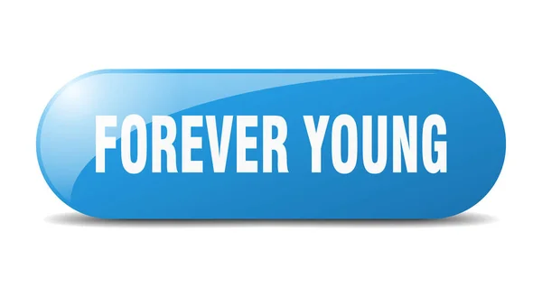 Forever Young Button Rounded Glass Sign Sticker Banner — Stock Vector