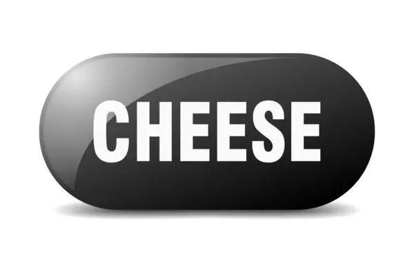 Sýrový Knoflík Zakulacené Sklo Samolepku Nápis — Stockový vektor