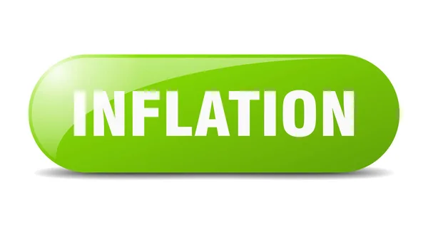 Inflationsknapp Rundad Glasskylt Klistermärke Banderoll — Stock vektor