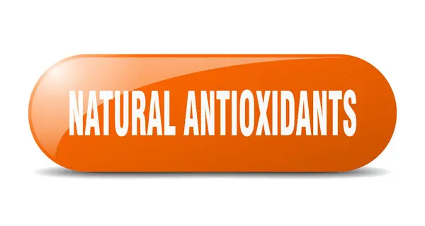 Botão Antioxidantes Naturais Sinal Vidro Arredondado Autocolante Banner — Vetor de Stock