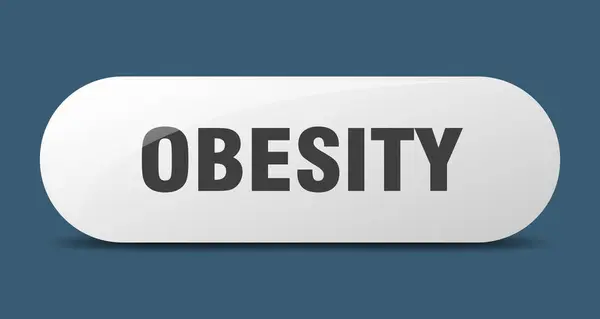 Obesity Button Rounded Glass Sign Sticker Banner — Stock Vector