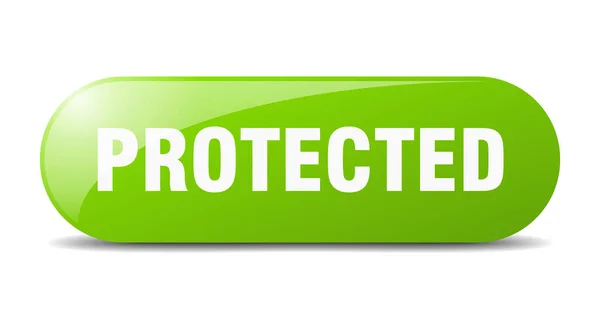 Botón Protegido Signo Vidrio Redondeado Pegatina Banner — Vector de stock