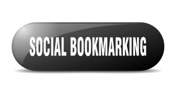 Social Bookmarking Button Rounded Glass Sign Sticker Banner — Stock Vector