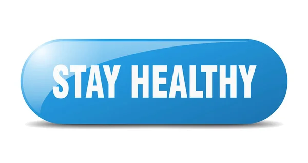 Stay Healthy Button Rounded Glass Sign Sticker Banner — Stock Vector