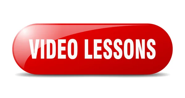 video lessons button. rounded glass sign. sticker. banner