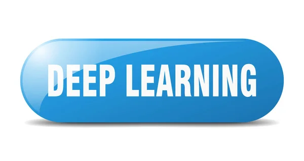 Deep Learning Knopf Abgerundetes Glas Aufkleber Banner — Stockvektor