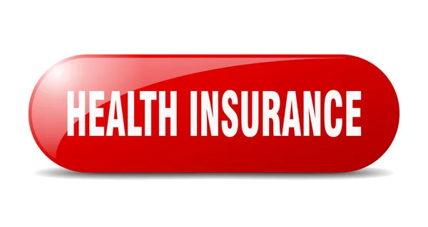 Health Insurance Button Rounded Glass Sign Sticker Banner — Stock Vector