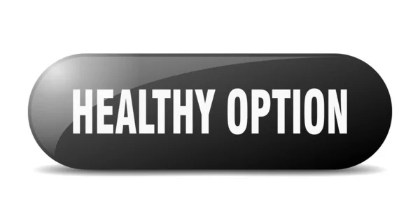 Healthy Option Button Rounded Glass Sign Sticker Banner — Stock Vector