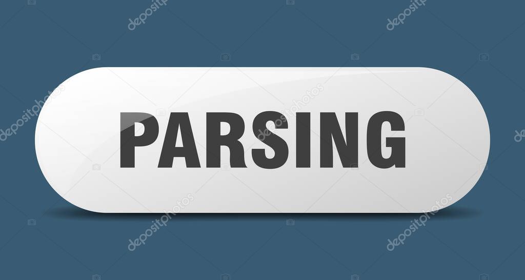 parsing button. rounded glass sign. sticker. banner