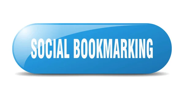 Social Bookmarking Button Rounded Glass Sign Sticker Banner — Stock Vector