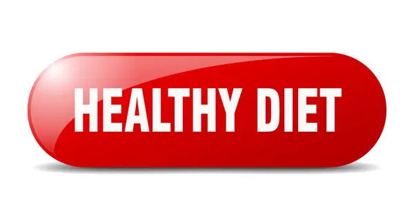 Botão Dieta Saudável Sinal Vidro Arredondado Autocolante Banner — Vetor de Stock