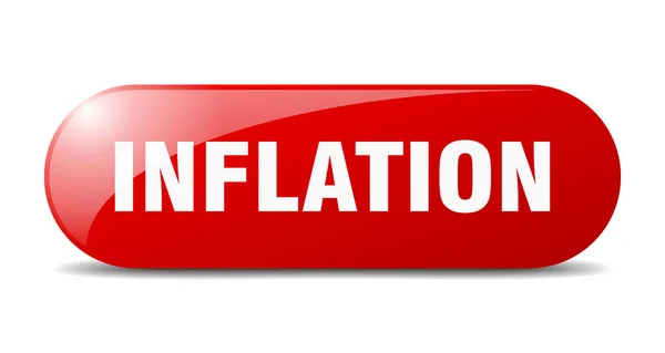 Inflationsknapp Rundad Glasskylt Klistermärke Banderoll — Stock vektor