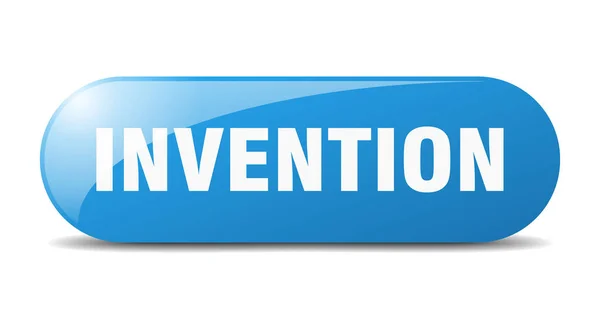 Pulsante Invenzione Segno Vetro Arrotondato Adesivo Banner — Vettoriale Stock