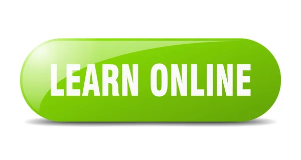 Imparare Pulsante Online Segno Vetro Arrotondato Adesivo Banner — Vettoriale Stock