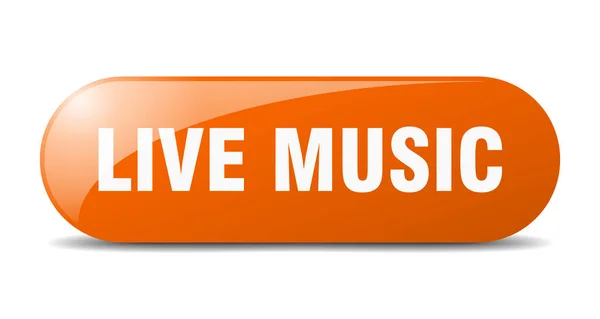 Live Music Button Rounded Glass Sign Sticker Banner — Stock Vector
