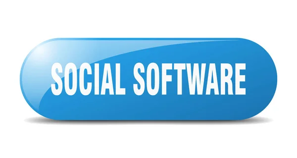 Botón Software Social Signo Vidrio Redondeado Pegatina Banner — Vector de stock