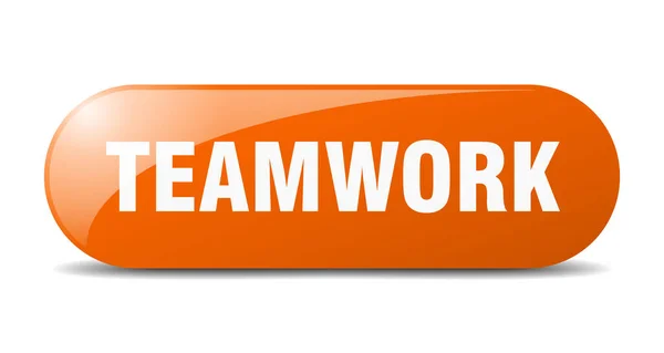 Teamwork Knop Afgeronde Glazen Bord Sticker Spandoek — Stockvector