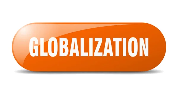 Pulsante Globalizzazione Segno Vetro Arrotondato Adesivo Banner — Vettoriale Stock