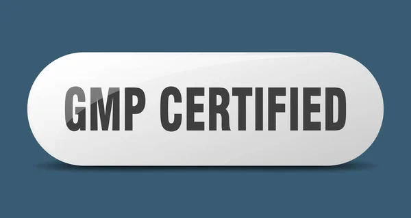 Gmp Botón Certificado Signo Vidrio Redondeado Pegatina Banner — Archivo Imágenes Vectoriales